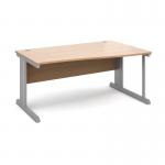 Vivo right hand wave desk 1600mm - silver frame and beech top