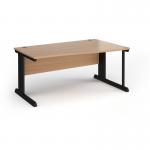 Vivo right hand wave desk 1600mm - black frame, beech top VWR16-K-B
