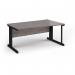Vivo right hand wave desk 1600mm - black frame, Grey Oak top VWR16-K-GO
