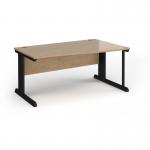 Vivo right hand wave desk 1600mm - black frame, Kendal Oak top VWR16-K-KO