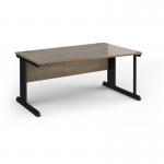 Vivo right hand wave desk 1600mm - black frame, Nebraska Oak top VWR16-K-NO