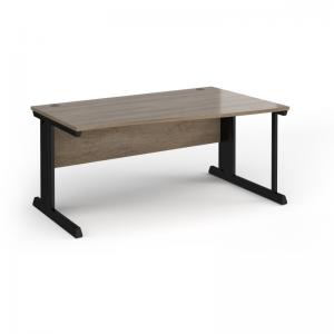 Vivo right hand wave desk 1600mm - black frame, Nebraska Oak top