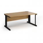 Vivo right hand wave desk 1600mm - black frame, oak top VWR16-K-O