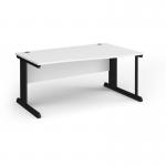 Vivo right hand wave desk 1600mm - black frame, white top VWR16-K-WH