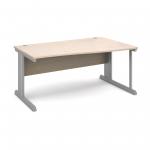 Vivo right hand wave desk 1600mm - silver frame and maple top