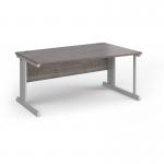 Vivo right hand wave desk 1600mm - silver frame, Grey Oak top VWR16-S-GO