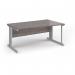 Vivo right hand wave desk 1600mm - silver frame, Grey Oak top VWR16-S-GO
