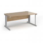 Vivo right hand wave desk 1600mm - silver frame, Kendal Oak top VWR16-S-KO