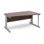 Vivo right hand wave desk 1600mm - silver frame, walnut top VWR16-S-W