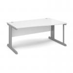 Vivo right hand wave desk 1600mm - silver frame, white top VWR16-S-WH