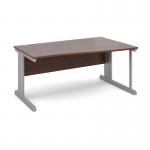 Vivo right hand wave desk 1600mm - silver frame, walnut top VWR16W