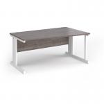 Vivo right hand wave desk 1600mm - white frame, Grey Oak top VWR16-WH-GO