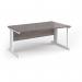 Vivo right hand wave desk 1600mm - white frame, Grey Oak top VWR16-WH-GO
