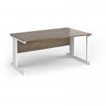 Vivo right hand wave desk 1600mm - white frame, Nebraska Oak top VWR16-WH-NO
