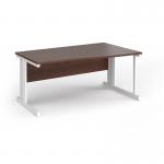 Vivo right hand wave desk 1600mm - white frame, walnut top VWR16-WH-W