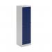 Steel clean and dirty locker with 1 shelf - grey with blue door WKCD181B