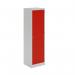 Steel clean and dirty locker with 1 shelf - grey with red door WKCD181R