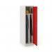 Steel clean and dirty locker with 1 shelf - grey with red door WKCD181R