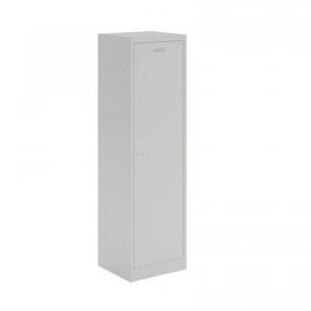 Steel workwear combi locker with 1 full width shelf and 3 half width shelves - grey with grey door WKCL181G
