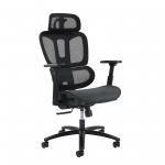 Zala mesh back operator chair with headrest and black mesh seat ZAL300T1-K