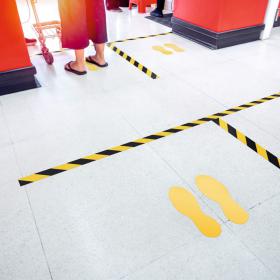 Durable Adhesive Feet Floor Sign Safety Foot Stickers - 5 Pairs - Yellow 