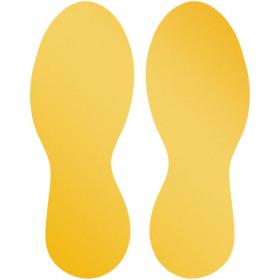 Durable Adhesive Feet Floor Sign Safety Foot Stickers - 5 Pairs - Yellow 104704