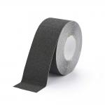 This picture shows a durable DURALINE GRIP heavy duty anti-slip floor tape. It is 75mm wide and 15m long, and the color is black. The tape is designed for floor marking and has a strong grip to prevent slipping.