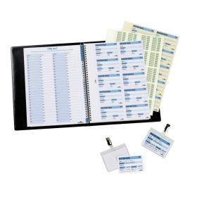 Durable PU Leather GDPR Visitor Book - 100 Name Badges & Security Sheet - Blue 146365