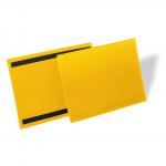 Durable Magnetic Document Sleeve A4 Landscape Yellow Pack of 50 174504