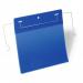 Durable Wire Hanger Ticket Holder Document Pocket Landscape - 50 Pack - A5 Blue 175207