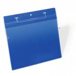 Durable Wire Hanger Ticket Holder Document Pocket Landscape - 50 Pack - A4 Blue 175407