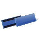 The image shows a stack of 50 blue durable magnetic ticket holder document pockets, measuring 210 x 74mm, ideal for warehouse signage.