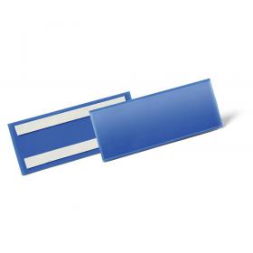 Durable Adhesive Ticket Holder Document Pockets - 50 Pack - 210 x 74mm - Blue 179407