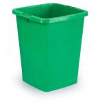 The durable bin bases of this 90L waste bin are a bright green color and have a square shape. It can be used for recycling or as a food bin. The product is labeled as DURABIN 1800474020.