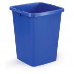 This photo showcases a set of Durable Bin Bases, specifically a 90L Waste Bin in vibrant blue color. The bin is square in shape and is labeled for recycling purposes. Another labeled bin for food waste can also be seen. The bins are from the DURABIN line by the brand.