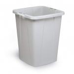 The photograph shows a durable grey 90L waste bin with a square shape. It also features a food bin and is labeled as DURABIN.