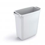 This photograph shows two white rectangular waste bins, each with a capacity of 60L. The bins are specifically designed to be durable and are labeled as being suitable for recycling or food waste. The brand is DURABIN.