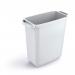This photograph shows two white rectangular waste bins, each with a capacity of 60L. The bins are specifically designed to be durable and are labeled as being suitable for recycling or food waste. The brand is DURABIN.