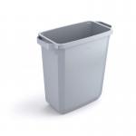 The photo shows a grey, rectangular recycling bin with a 60L capacity. The bin is labeled DURABIN and has a durable base, suitable for both waste and food.