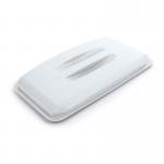 This image is of durable bin lids in a white color, specifically designed for a 60L rectangular recycling bin. They are food safe and made to last, providing a secure and hygienic option for waste disposal.