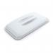 This image is of durable bin lids in a white color, specifically designed for a 60L rectangular recycling bin. They are food safe and made to last, providing a secure and hygienic option for waste disposal.