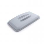 The image shows a rectangular grey bin lid with the brand name DURABIN on it. The lid is designed for a 60L bin and is made with durable material. It is also labeled as food safe and suitable for recycling.