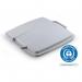 This photograph features a durable, eco-friendly grey bin lid made from recycled plastic. The square shape and DURABIN logo are visible, making it easy to identify.