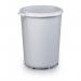 The photograph shows a grey, round waste bin with a capacity of 40L. The bin is strong and durable, with a food safe design. The base is sturdy and reliable, making it a perfect option for managing waste in any setting.