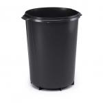 This image features a sleek and sturdy 40L round waste bin in black, designed for use in eco-friendly offices. The bin is made of durable materials and features the DURABIN logo on the front. Perfect for keeping your workspace clean and organized while promoting sustainability.