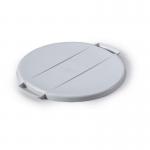 This image shows a sturdy grey round bin lid with the brand name DURABIN printed on it. The lid is designed to fit a 40L bin and is labeled as durable and food safe. It appears strong and reliable for everyday use.