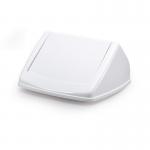 The picture shows a white, square flip swing lid for a 40L bin. This lid is durable and strong, perfect for recycling. It has the brand name DURABIN on it.