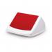 The photo shows a sleek, red 40L durable swing bin with a square flip lid. Its strong recycling bin lid is perfect for all your recycling needs. This DURABIN is both practical and modern, making it a versatile and stylish addition to any space.