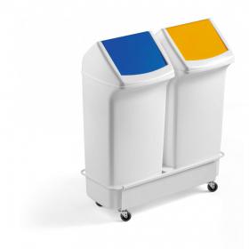 Durable DURABIN Square 2X 40L Robust Steel Wheel Bin Trolley - White 1801622010