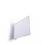 The photograph shows ten Durable Magnetic Aisle Sign A5 Landscape warehouse signs. Each sign features bold black lettering on a white background, with a sturdy metal frame and magnetic backing for easy installation. The signs are neatly aligned on a shelf in a well-lit warehouse, showcasing their durability and professional appearance.